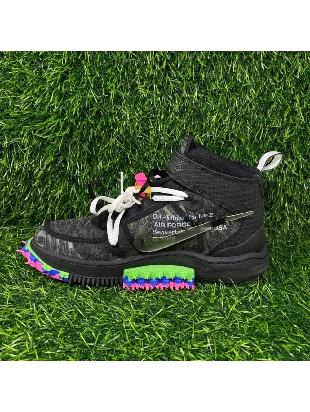 Nike Air Force 1 Mid DO6290-001 Men's 7 Black Pink Green Spikes Zip Tag 2253